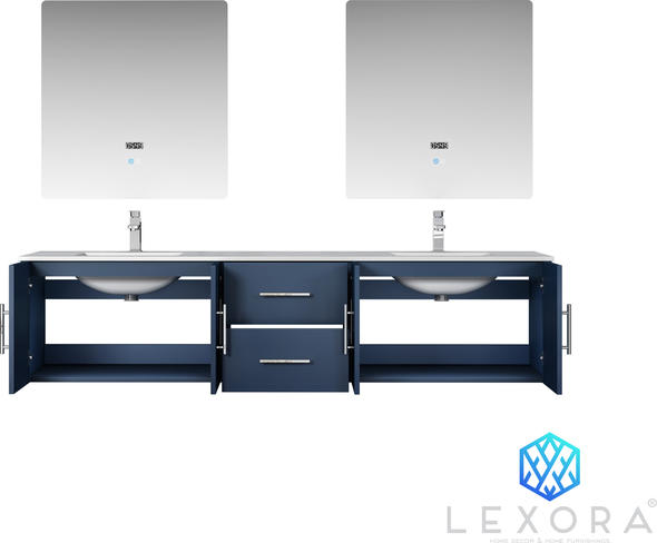 70 inch double sink vanity top Lexora Bathroom Vanities Navy Blue