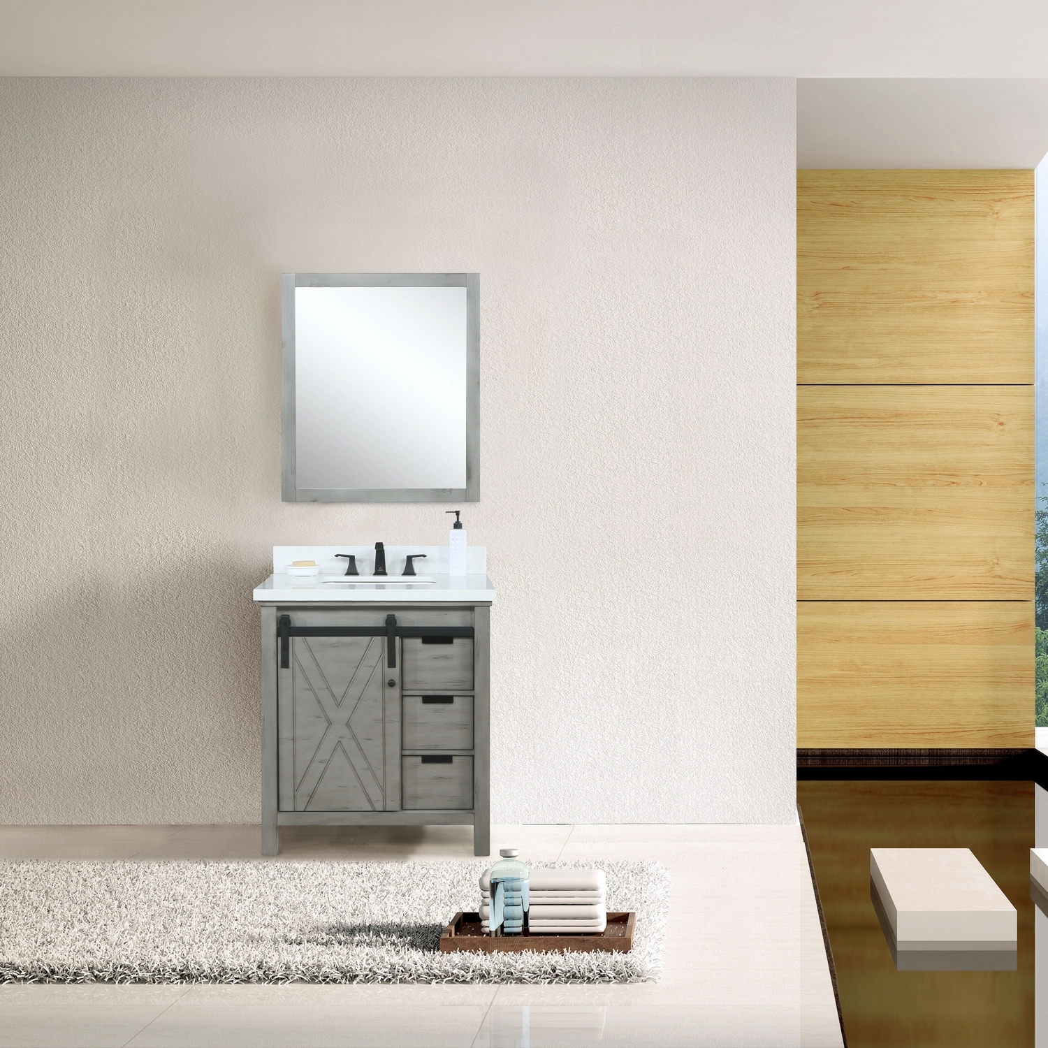 natural wood vanity unit Lexora Bathroom Vanities Ash Grey