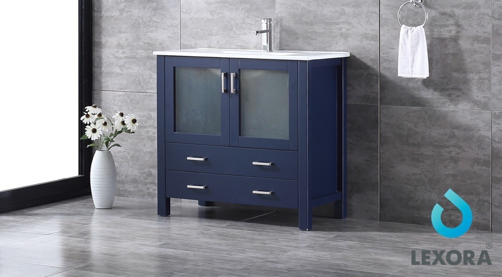 vintage wooden vanity unit Lexora Bathroom Vanities Navy Blue