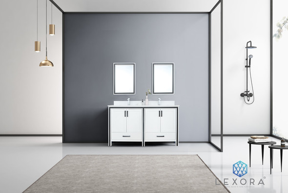 60 inch natural wood vanity Lexora Bathroom Vanities White