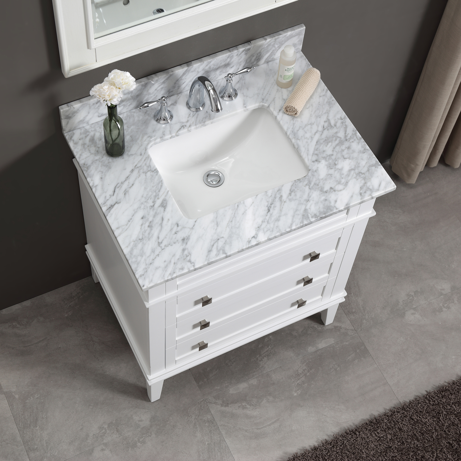 60 inch bathroom countertop Modetti Pure White Transitional