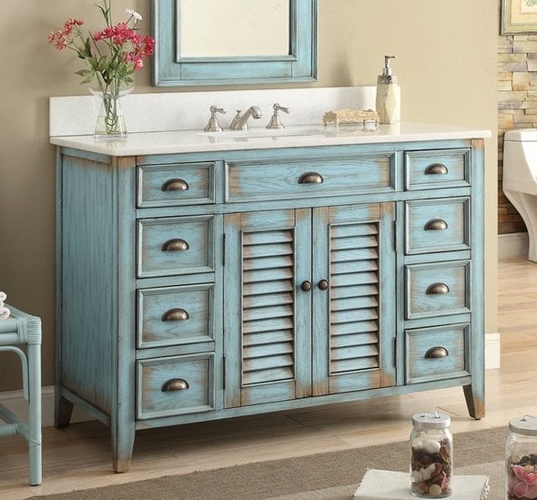 30 inch bathroom vanity cabinet Modetti Single Bathroom Vanity Set Bright Blue Cottage