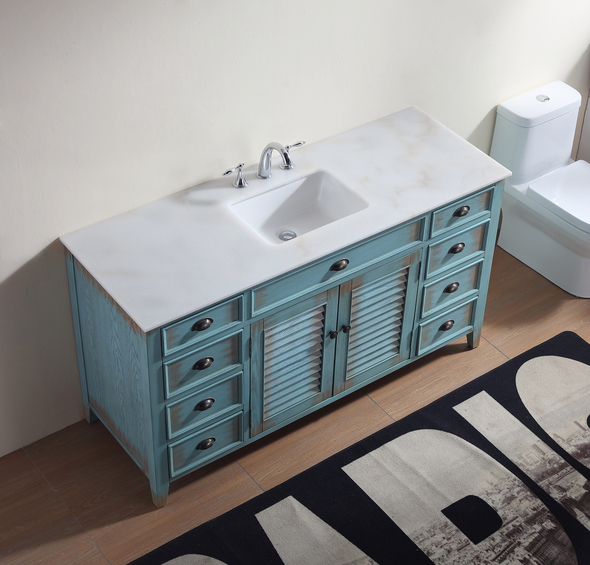 rustic bathroom vanity with sink Modetti Bright Blue Cottage