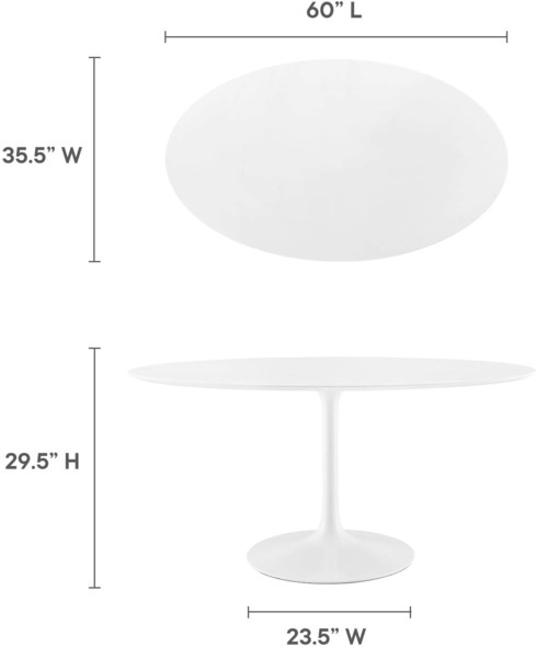 table with 6 chairs Modway Furniture Bar and Dining Tables White