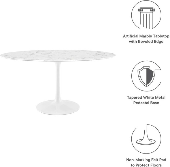 white table and 6 chairs Modway Furniture Bar and Dining Tables White