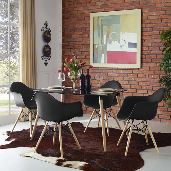 silver kitchen table set Modway Furniture Dining Chairs Black