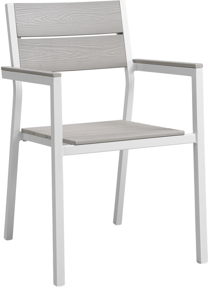8 chair outdoor dining set Modway Furniture Bar and Dining White Light Gray