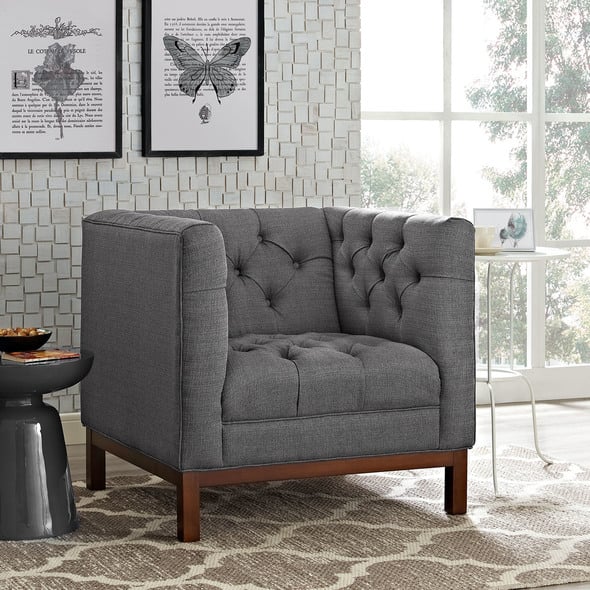 accent chair black leather Modway Furniture Sofas and Armchairs Gray