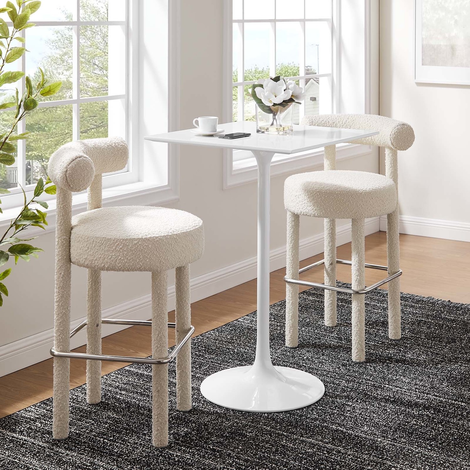 marble top high bar table Modway Furniture Bar and Dining Tables White