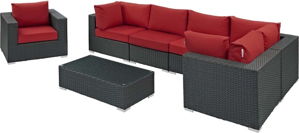 sectional set outdoor Modway Furniture Sofa Sectionals Canvas Red