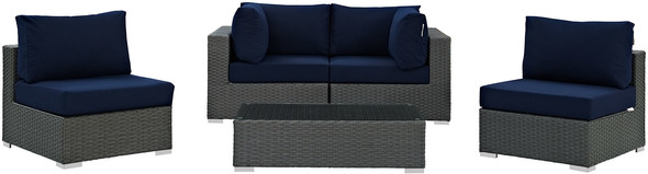wicker patio furniture loveseat Modway Furniture Sofa Sectionals Canvas Navy