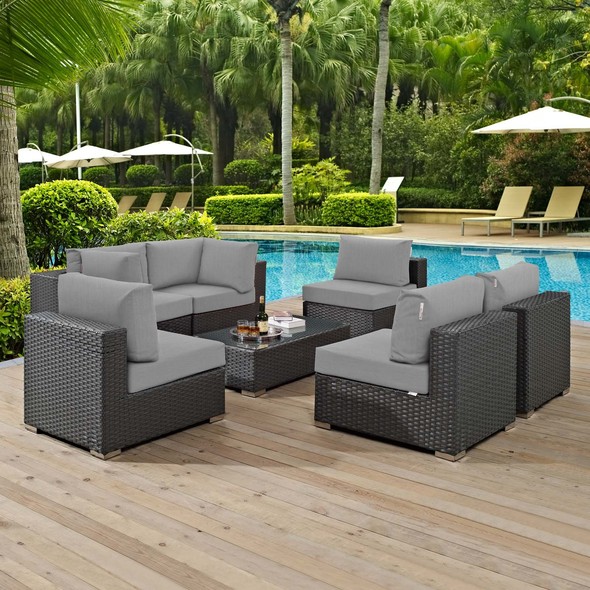 love seat for patio Modway Furniture Sofa Sectionals Canvas Gray