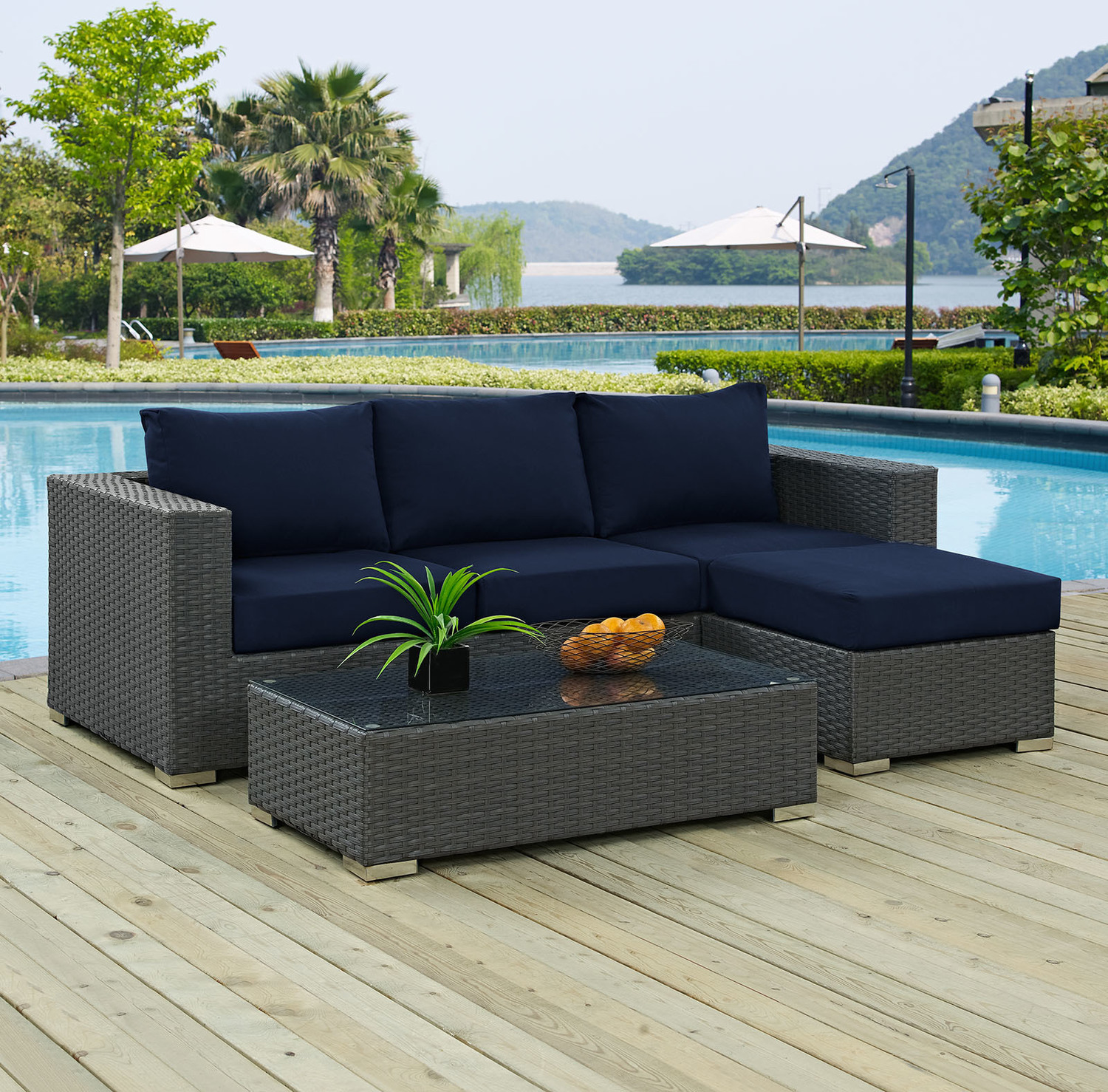 aluminium corner sofa outdoor Modway Furniture Sofa Sectionals Outdoor Sofas and Sectionals Canvas Navy
