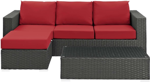 outdoor patio l shaped couch Modway Furniture Sofa Sectionals Canvas Red