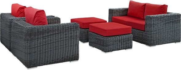 small outdoor corner couch Modway Furniture Sofa Sectionals Canvas Red