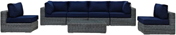 wicker corner lounge Modway Furniture Sofa Sectionals Canvas Navy