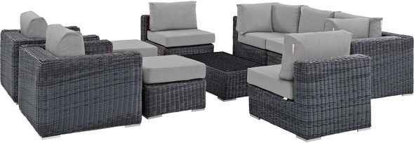 4 piece conversation set Modway Furniture Sofa Sectionals Canvas Gray