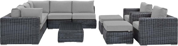 4 piece conversation set Modway Furniture Sofa Sectionals Canvas Gray