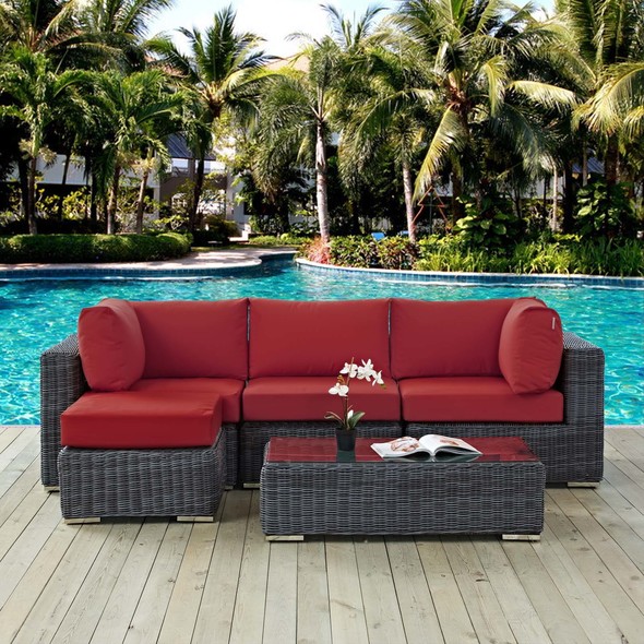 white outdoor sectional sofa Modway Furniture Sofa Sectionals Canvas Red