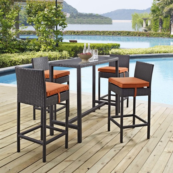 outdoor bar with 4 chairs Modway Furniture Bar and Dining Espresso Orange