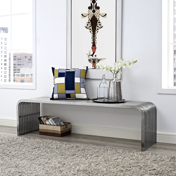 bench style storage ottoman Modway Furniture Benches and Stools Silver