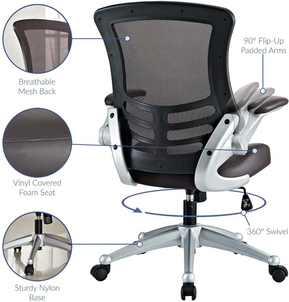 rolling chair for desk Modway Furniture Office Chairs Brown