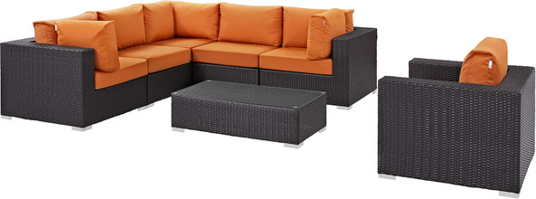 backyard sectional Modway Furniture Sofa Sectionals Espresso Orange