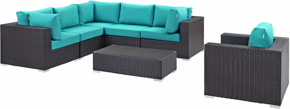 outdoor patio seating area Modway Furniture Sofa Sectionals Espresso Turquoise
