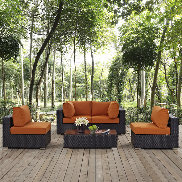 balcony corner couch Modway Furniture Sofa Sectionals Espresso Orange