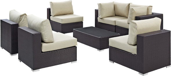 outdoor pit group furniture Modway Furniture Sofa Sectionals Espresso Beige