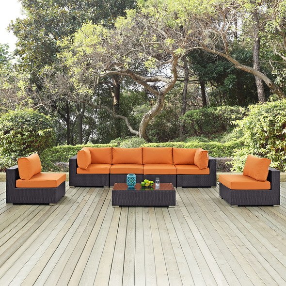 l shaped outdoor sectional sofa Modway Furniture Sofa Sectionals Espresso Orange