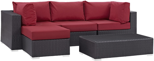 outdoor patio set aluminum Modway Furniture Sofa Sectionals Espresso Red