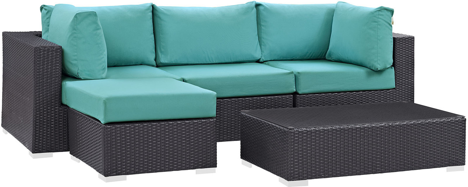 outdoor patio corner Modway Furniture Sofa Sectionals Espresso Turquoise