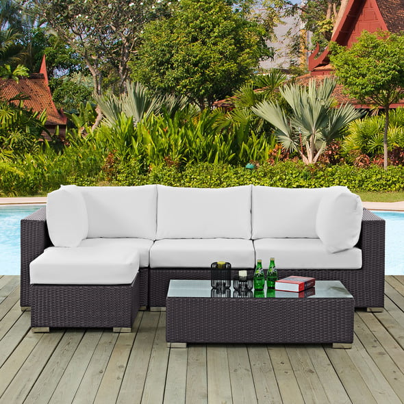patio corner seating Modway Furniture Sofa Sectionals Espresso White