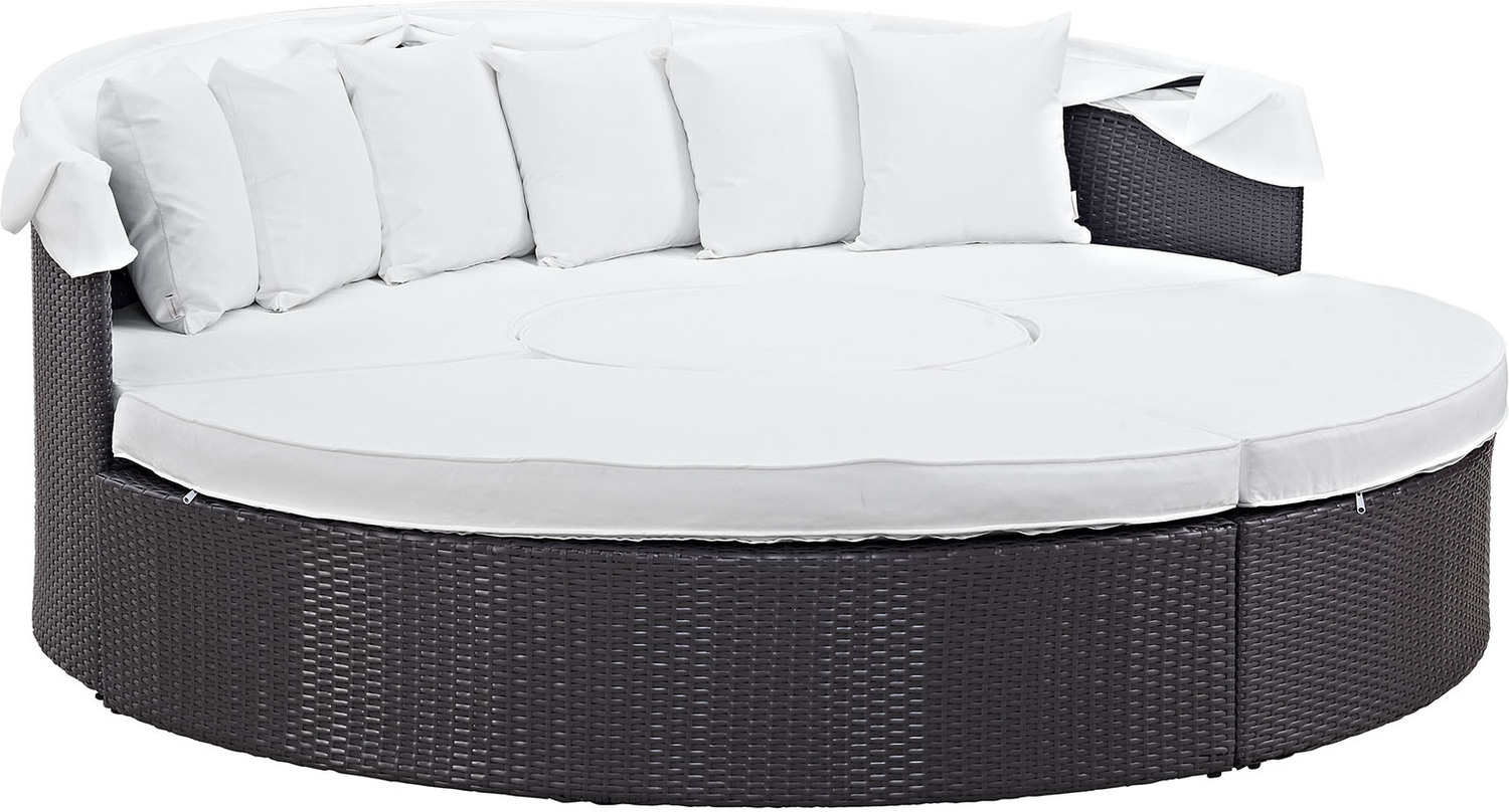 three piece garden set Modway Furniture Daybeds and Lounges Outdoor Beds Espresso White
