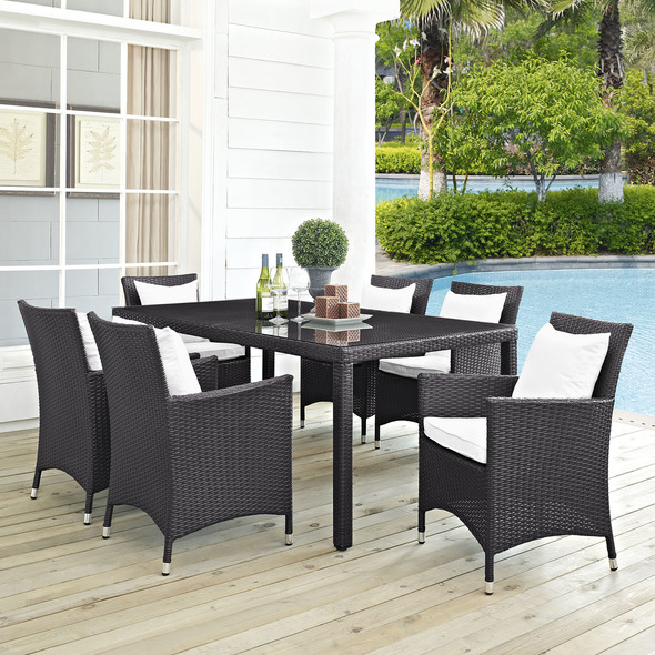 rattan chairs with cushions Modway Furniture Bar and Dining Espresso White