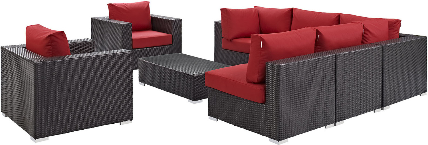 l shaped outdoor couch Modway Furniture Sofa Sectionals Espresso Red