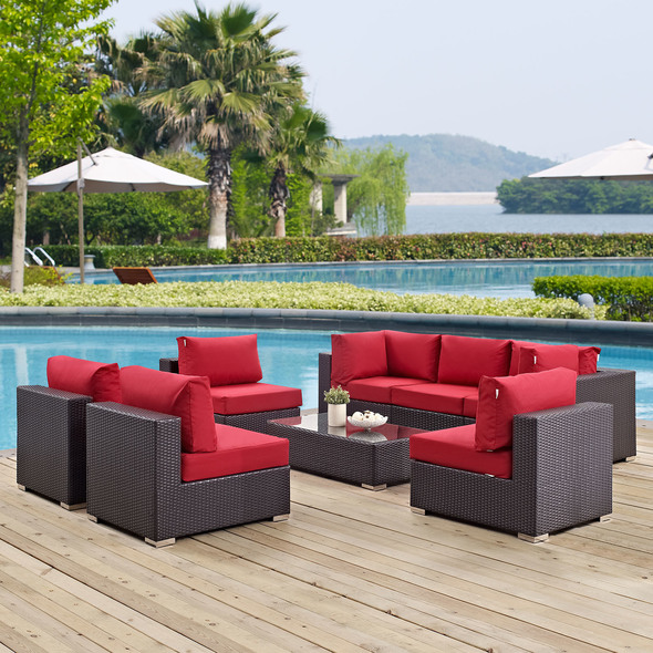 wicker sectional furniture Modway Furniture Sofa Sectionals Espresso Red