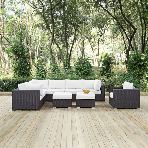 corner outdoor patio Modway Furniture Sofa Sectionals Espresso White
