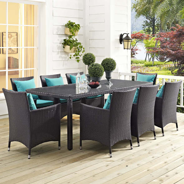 fold up table and chair set Modway Furniture Bar and Dining Espresso Turquoise