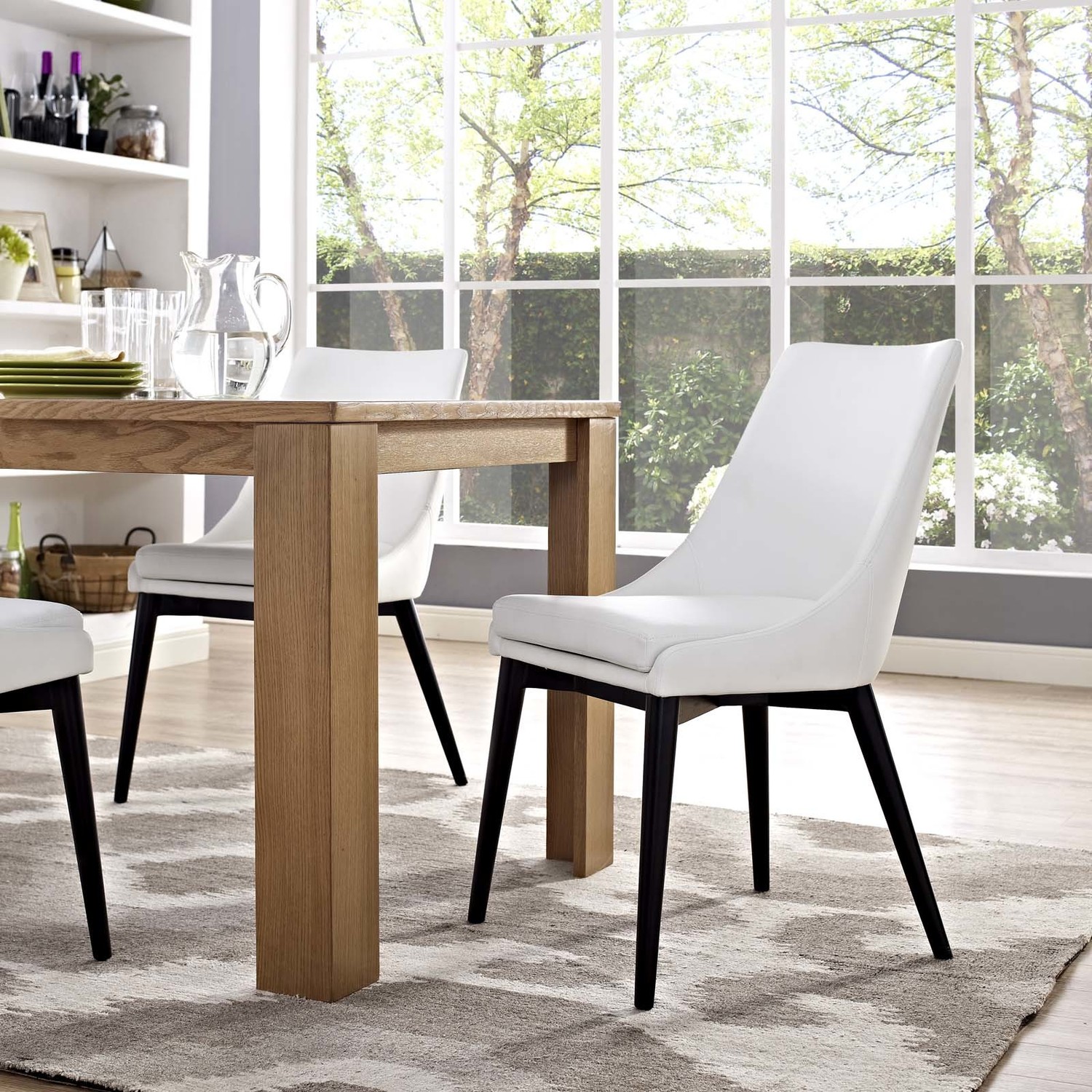 walnut dining table and chairs Modway Furniture Dining Chairs White