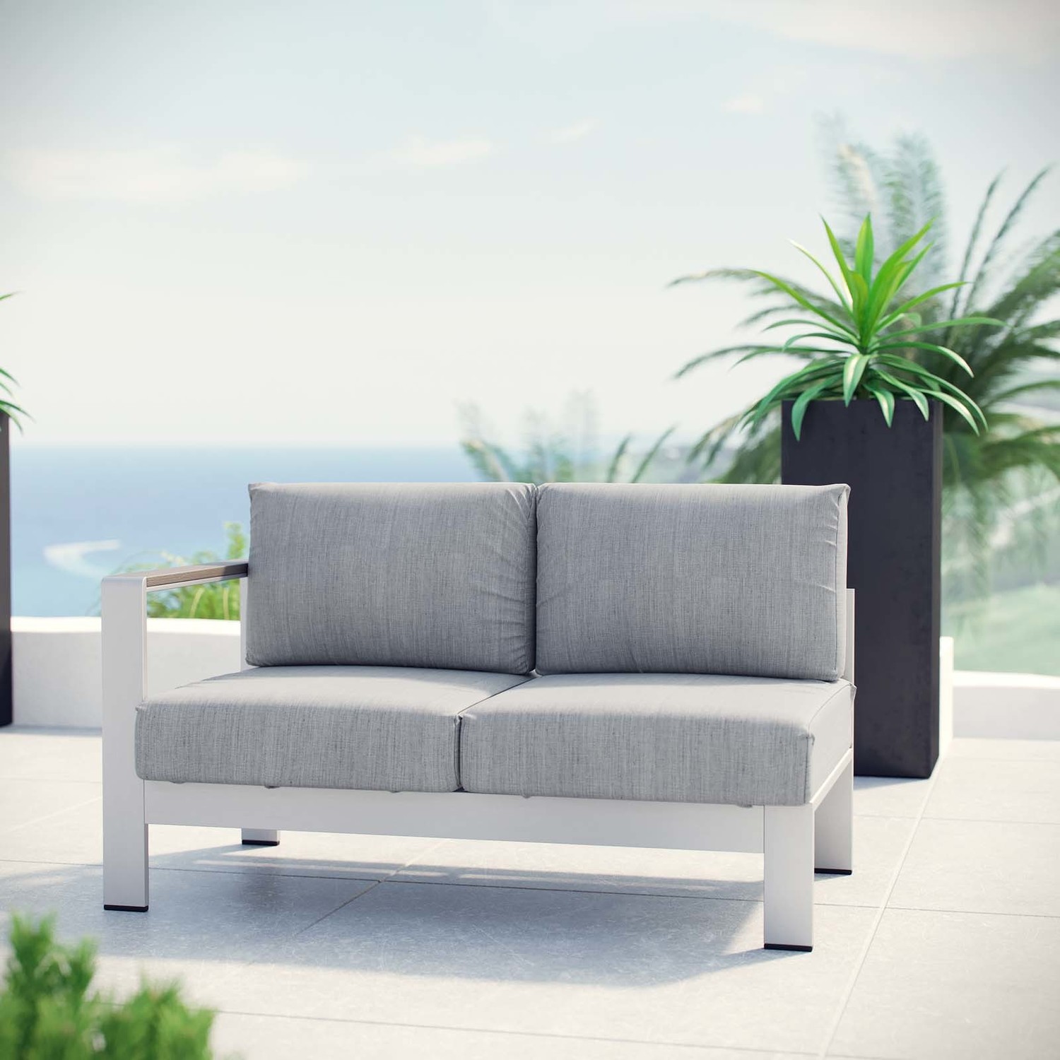outdoor sectional 3 piece Modway Furniture Sofa Sectionals Silver Gray