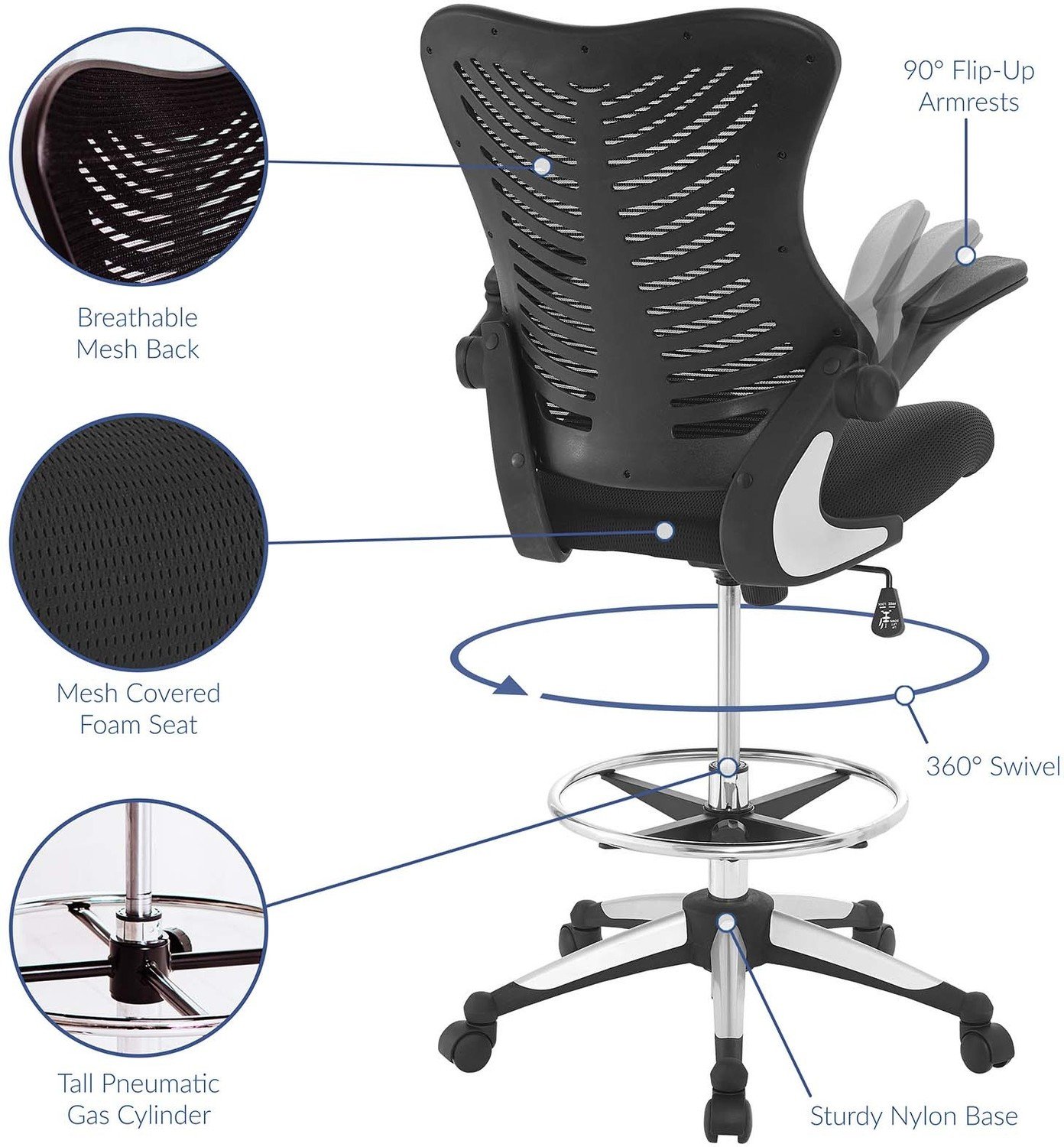 black ergonomic chair Modway Furniture Office Chairs Black