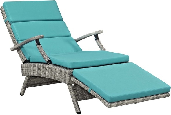 chaise slip cover Modway Furniture Daybeds and Lounges Light Gray Turquoise