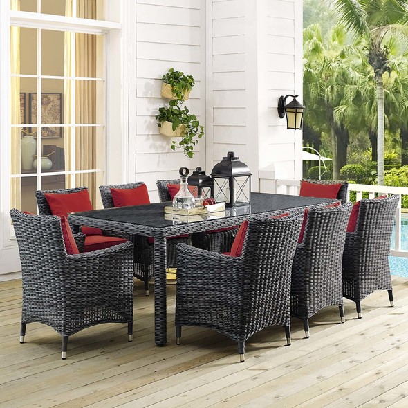wicker dining chairs for sale Modway Furniture Bar and Dining Canvas Red