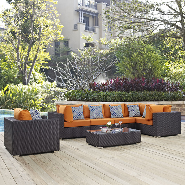 outdoor cushion patio Modway Furniture Sofa Sectionals Espresso Orange