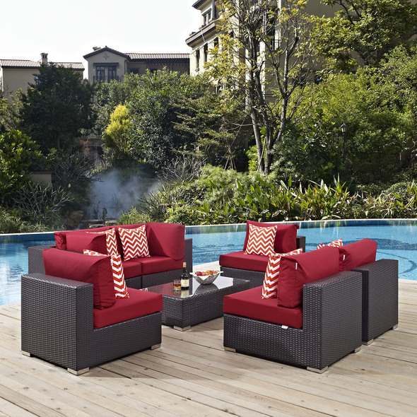 outdoor patio conversation sets Modway Furniture Sofa Sectionals Espresso Red