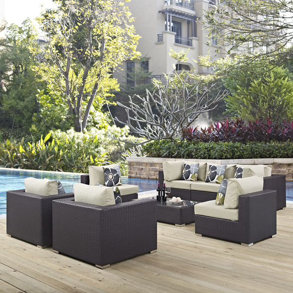 patio brand Modway Furniture Sofa Sectionals Espresso Beige