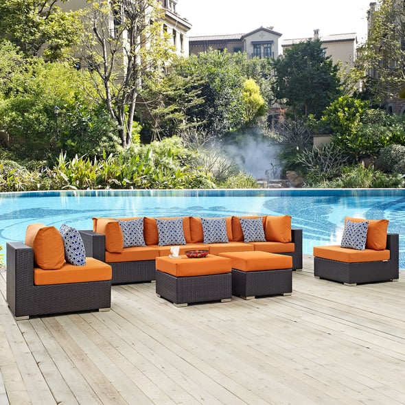 conversation furniture Modway Furniture Sofa Sectionals Espresso Orange