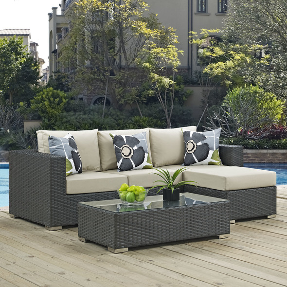 outdoor modular couch Modway Furniture Sofa Sectionals Canvas Antique Beige